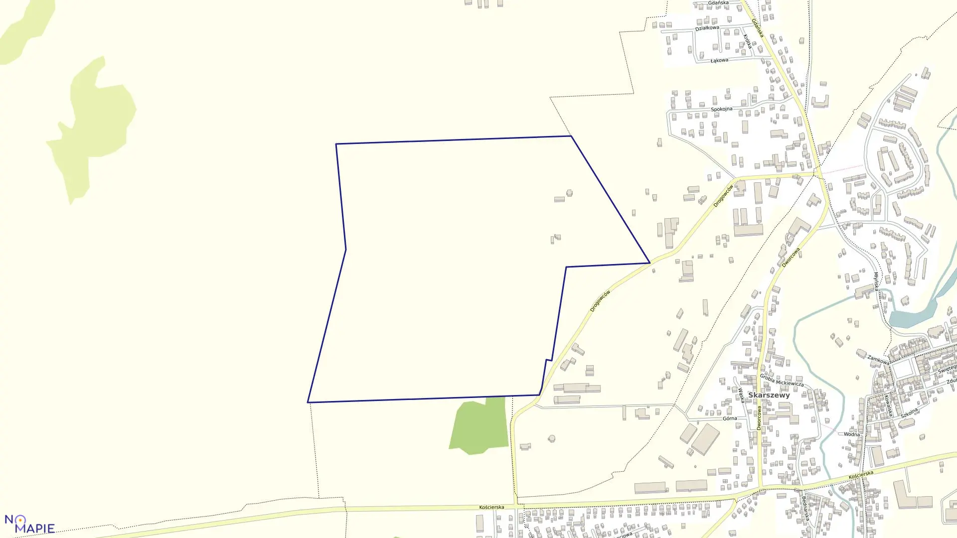 Mapa obrębu 1 Skarszewy w gminie Skarszewy