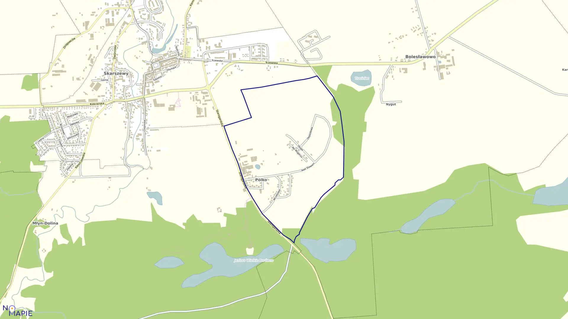 Mapa obrębu 10 Skarszewy w gminie Skarszewy