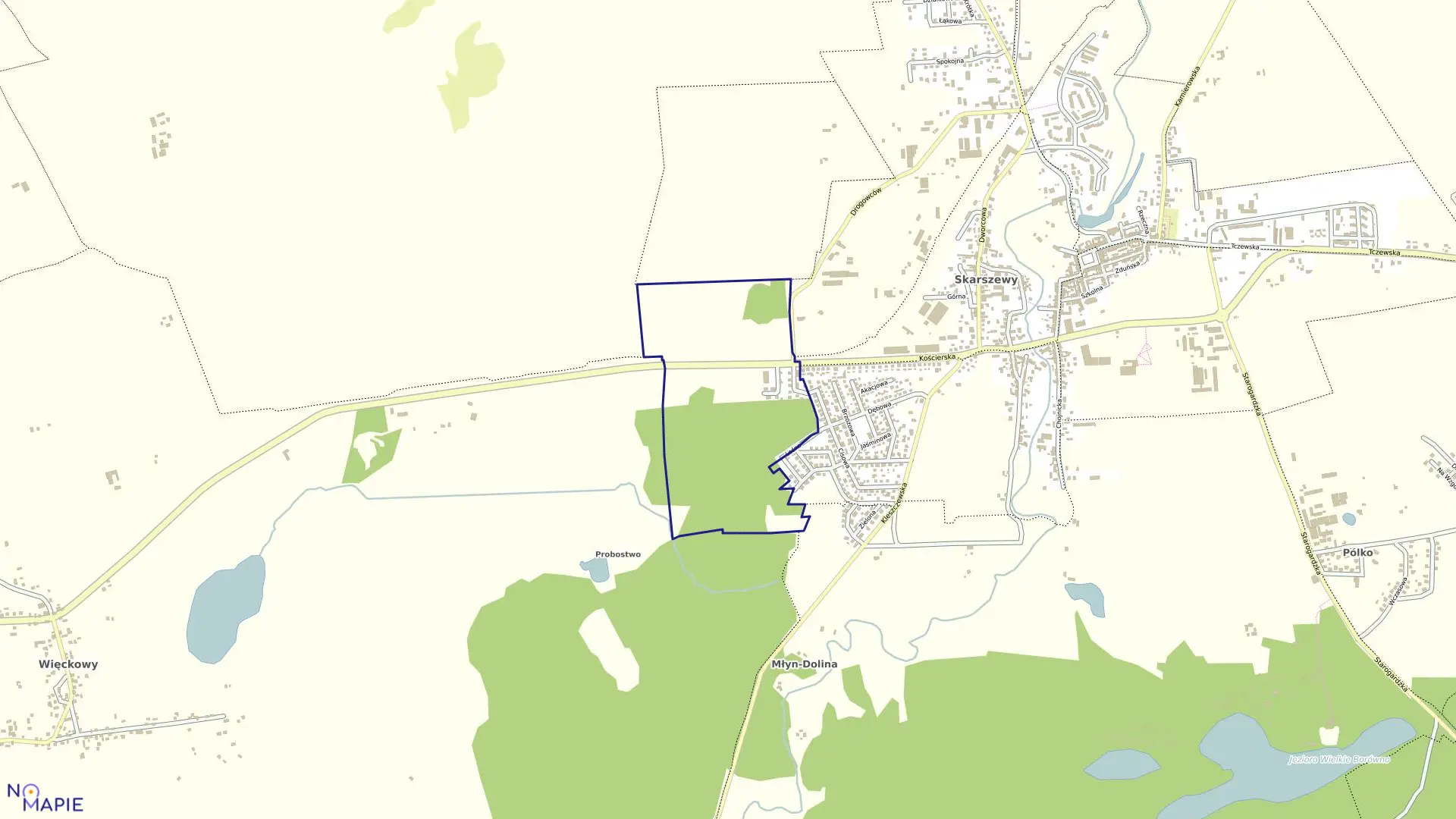 Mapa obrębu 3 Skarszewy w gminie Skarszewy