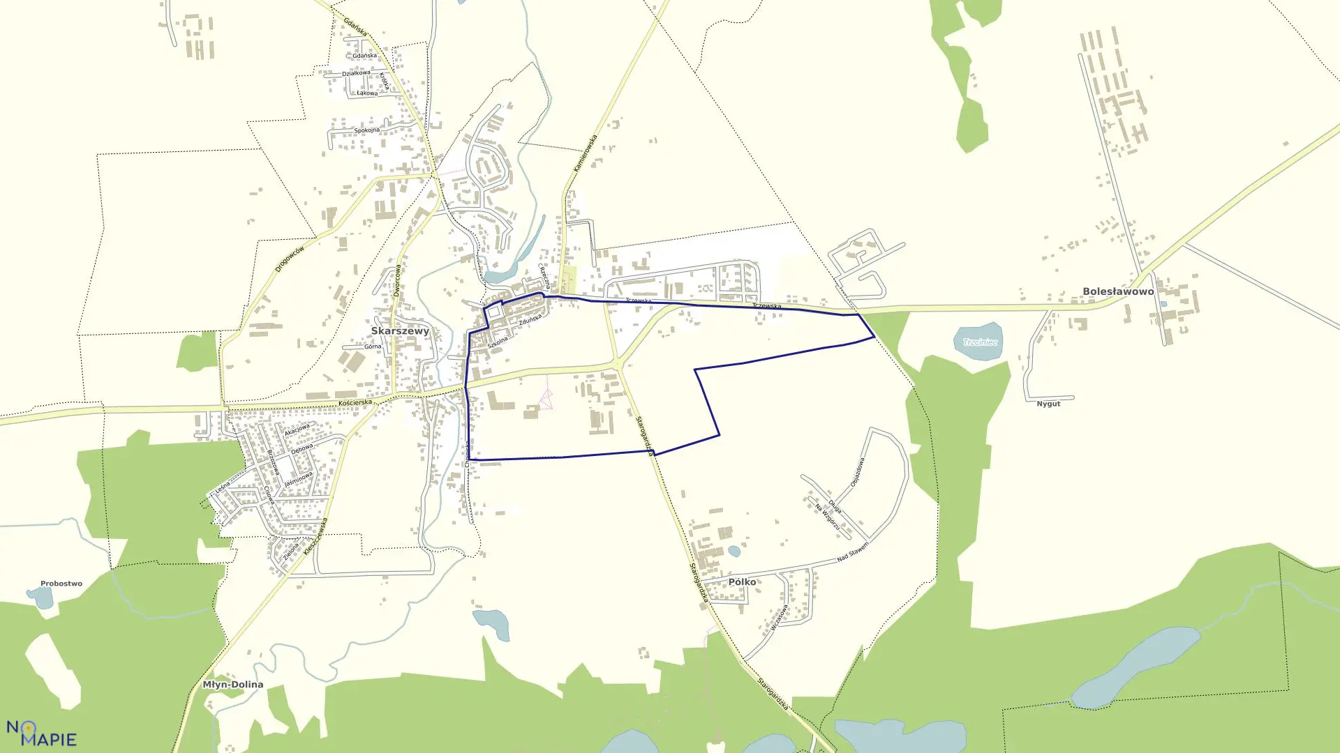 Mapa obrębu 7 Skarszewy w gminie Skarszewy