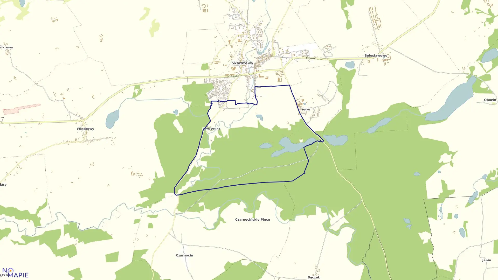 Mapa obrębu 9 Skarszewy w gminie Skarszewy